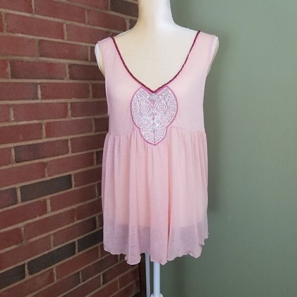 Free People Sheer sleeveless blouse NWOT  A2924 - Picture 1 of 8